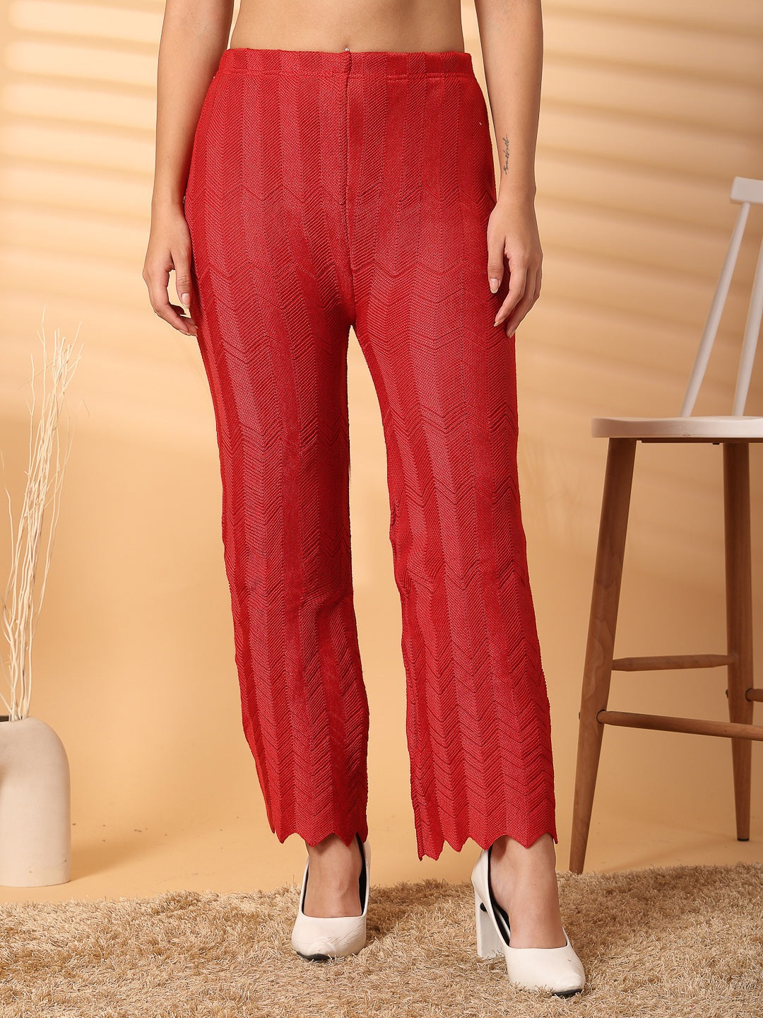 Buy Red Solid Cut Work Woolen Palazzo Online at Best Price Clora Creation