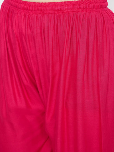 Magenta embroidered straight palazzo for women by Clora Creation.