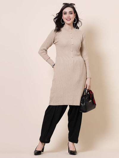 Black & Fawn Solid Woolen Salwar Pack featuring loose-fit semi Patiala style with drawstring closure.