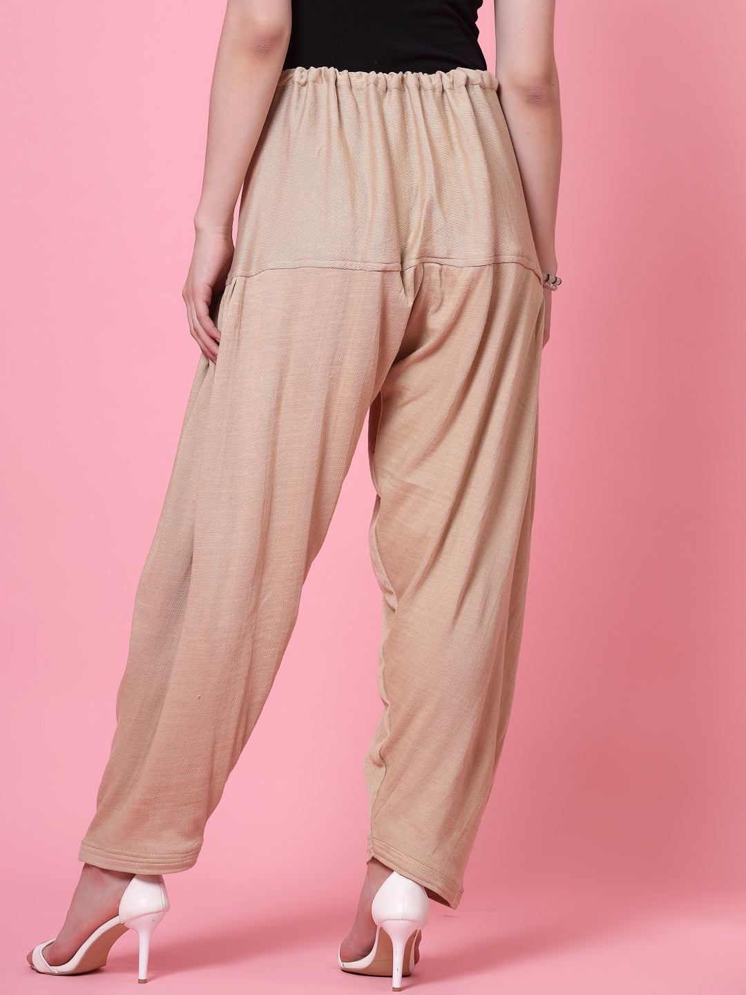 Grey & Fawn woolen salwar with loose fit and drawstring closure.