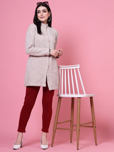 Maroon & Grey Solid Woolen Leggings Pack with elasticated waistband and drawstring closure.