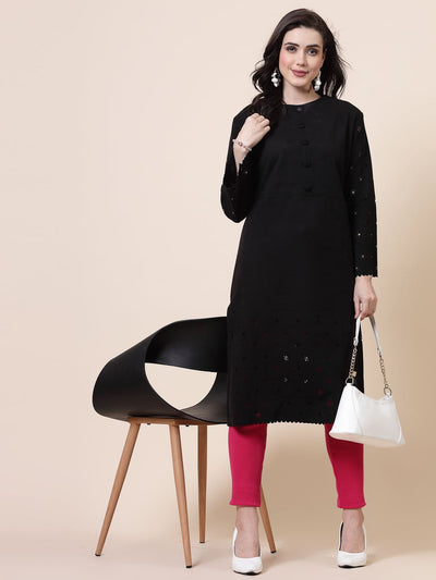 Magenta and red solid woolen leggings pack with elasticated waistband and drawstring closure.