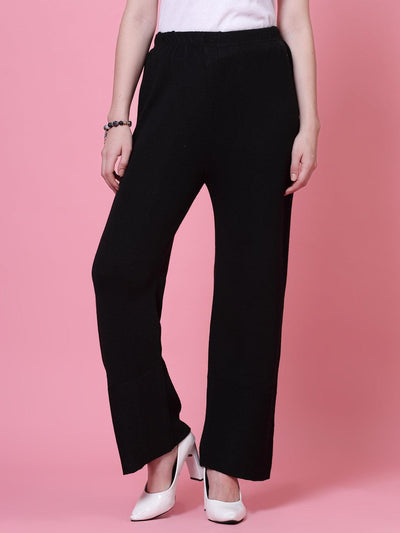 Black & Light Grey Solid Woolen Palazzo Pack with elasticated waistband.