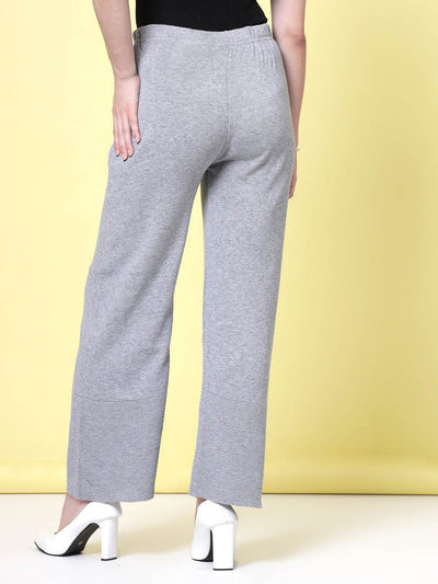 Black and light grey woolen palazzo with elastic waistband.