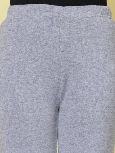 Light grey woolen palazzo with elasticated waistband.