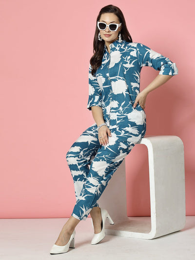 Abstract printed shirt and trouser co-ords with three-quarter sleeves and elastic waistband.