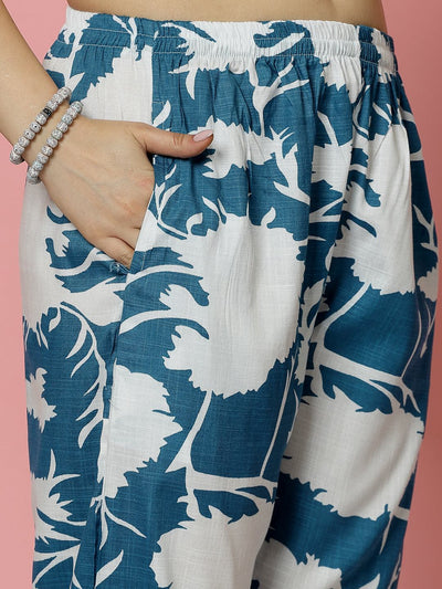 Abstract printed shirt with trousers featuring an elasticated waistband and abstract pattern.