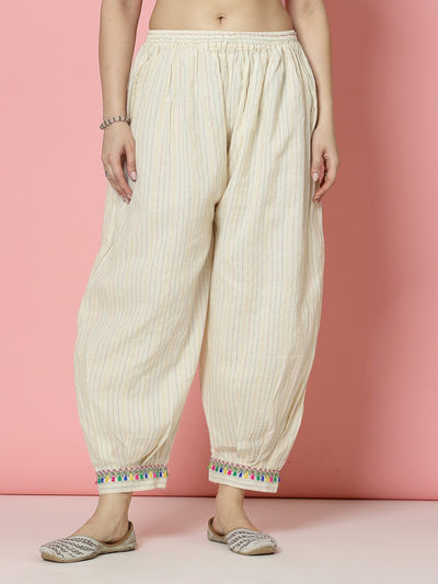 Kantha Work Loose Fit Afghani Salwar made from high-quality cotton, showcasing traditional craftsmanship with a modern touch.
