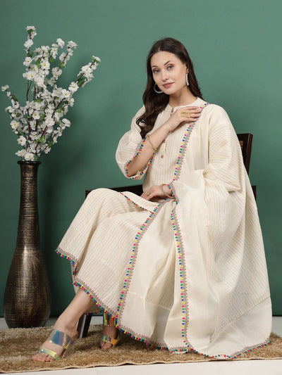 Kantha Work Flared Cotton Sharara with traditional embroidery on cotton fabric.
