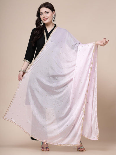 Baby Pink Gotta Patti Chinnon Dupatta with handcrafted border displayed.