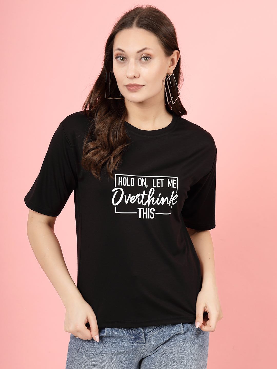 Black printed regular fit T-shirt made from premium Tencel fabric.