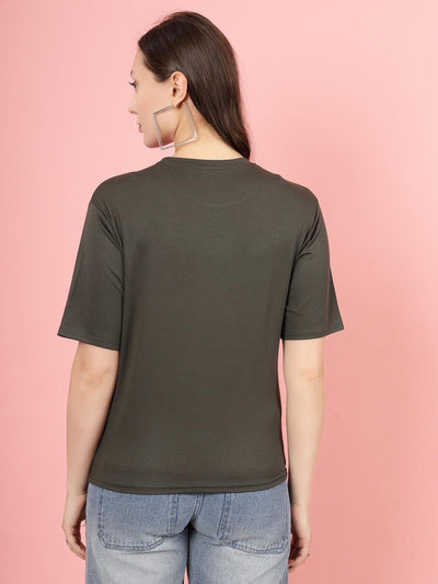 Solid pink and olive regular fit T-shirt pack, round neck, short sleeves.
