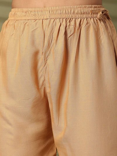 Fawn solid rayon straight palazzo with elasticated waistband.