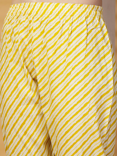 Yellow Floral Print Rayon Kurta Set with Dupatta