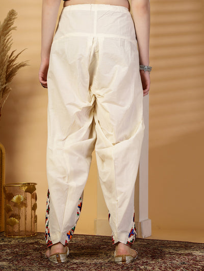 Cream Embroidery Cotton Phulkari Salwar