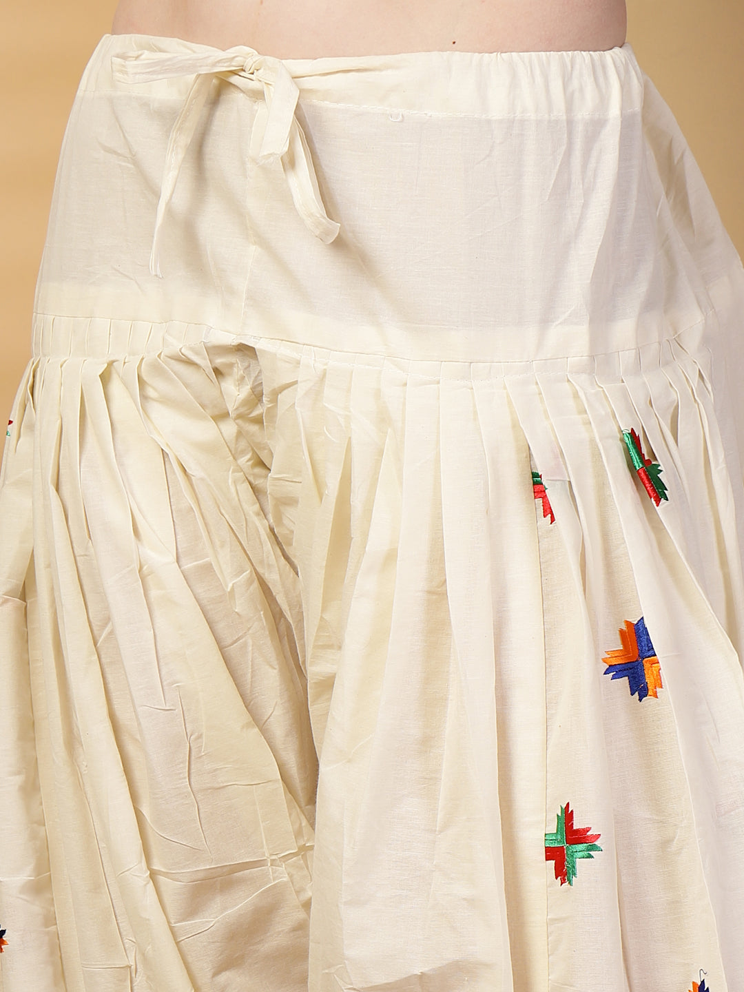 Cream Embroidery Cotton Phulkari Salwar
