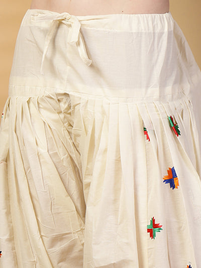 Cream Embroidery Cotton Phulkari Salwar