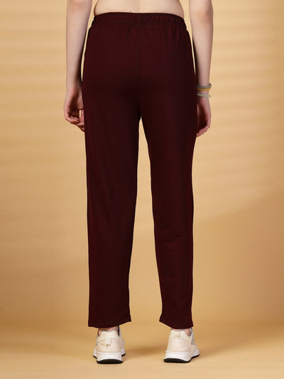 Wine Solid Regular Fit Track Pants