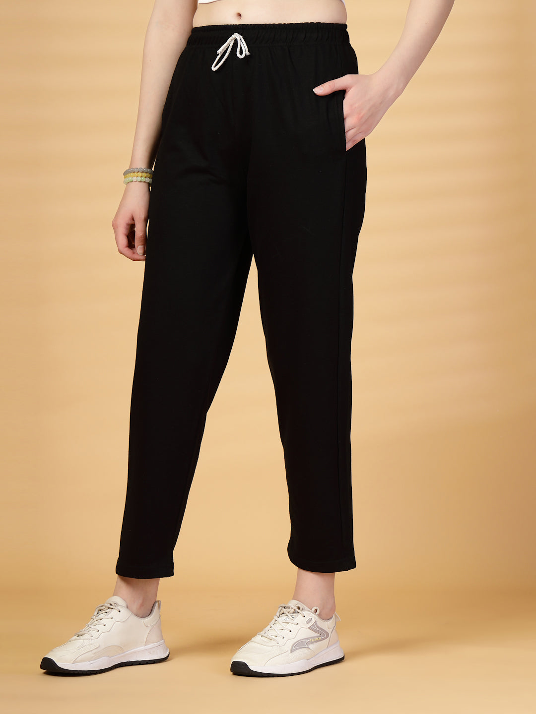 Black Solid Regular Fit Track Pants