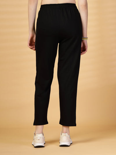 Black Solid Regular Fit Track Pants