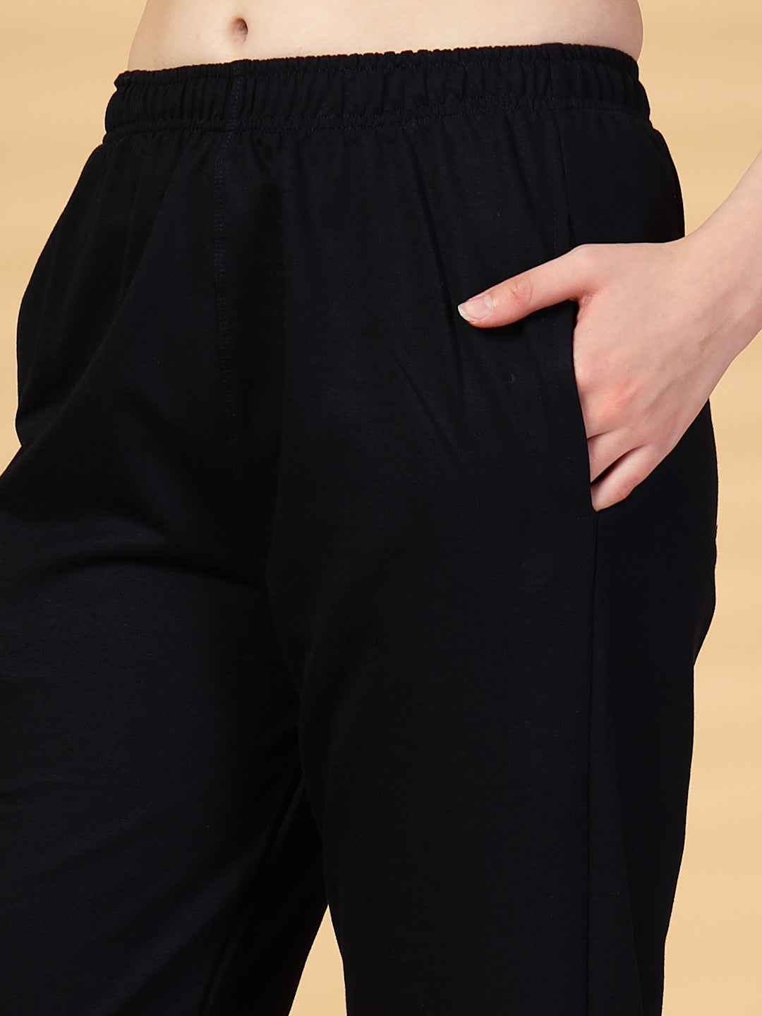 Black Solid Regular Fit Track Pants
