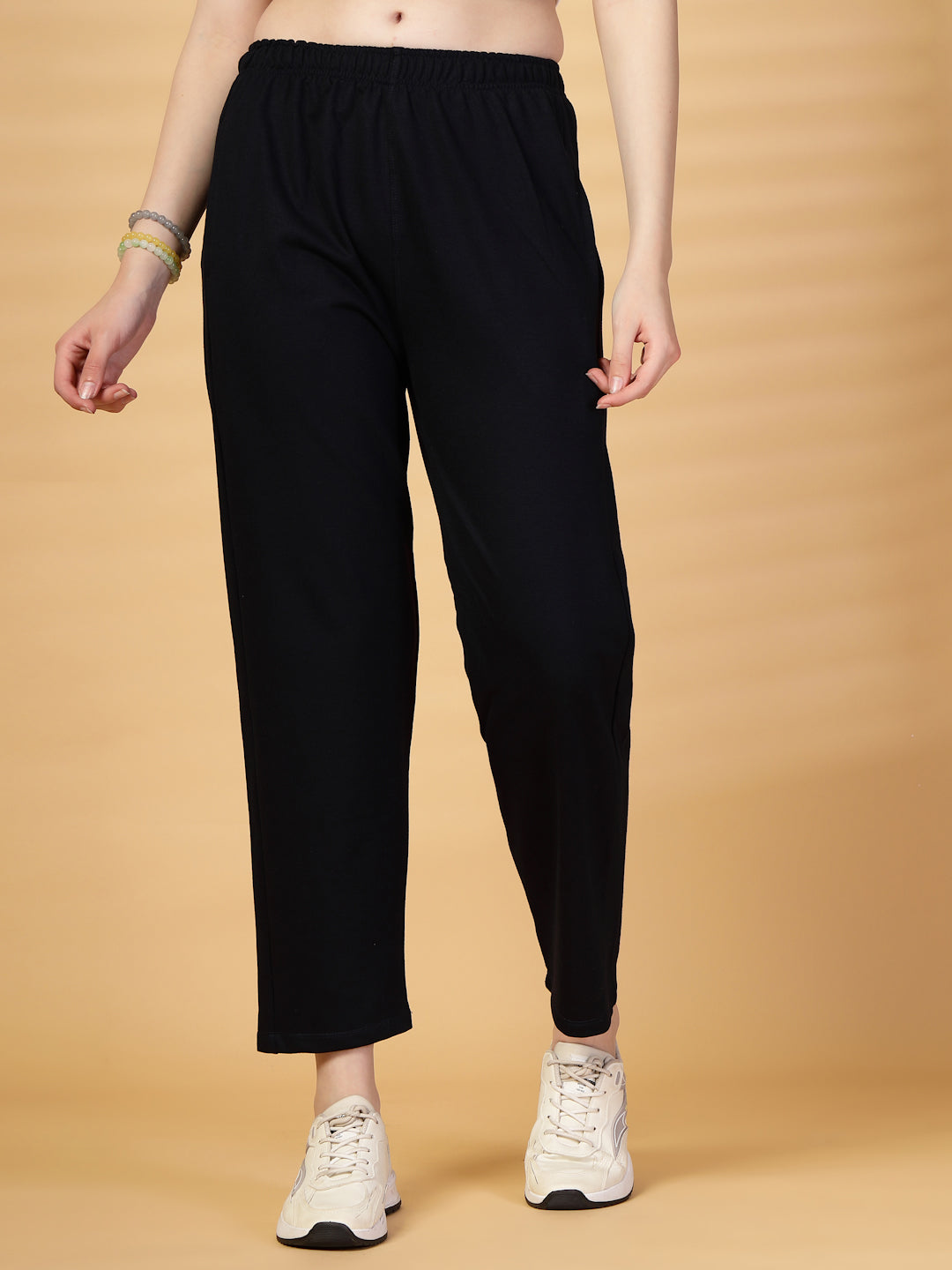 Navy Blue Solid Regular Fit Track Pants