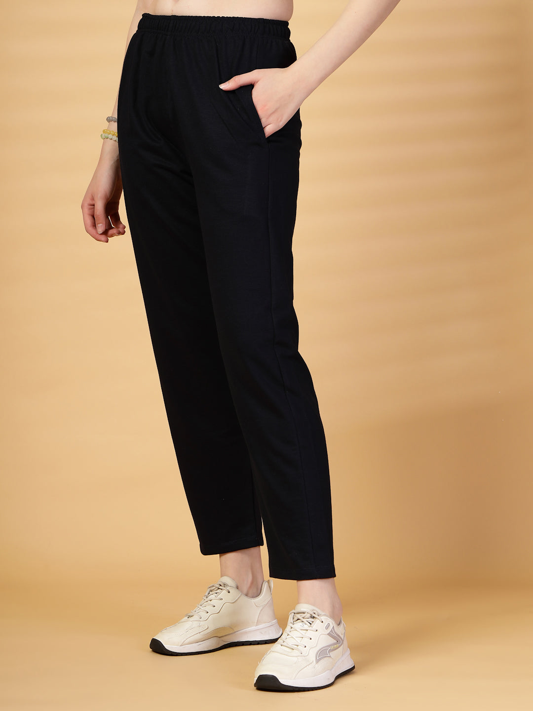 Navy Blue Solid Regular Fit Track Pants