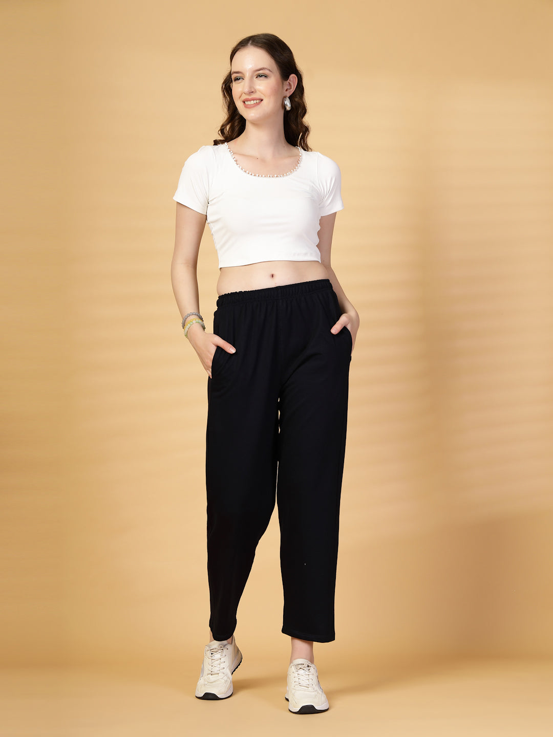 Navy Blue Solid Regular Fit Track Pants