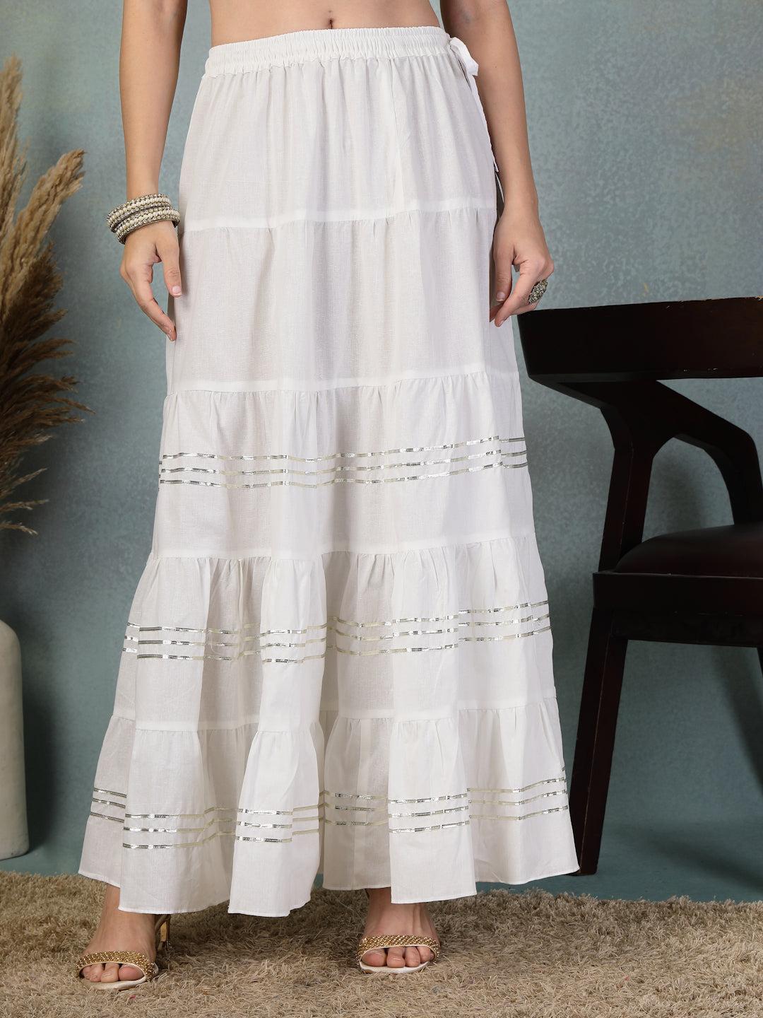 Cotton White Skirt for Women – Perfect for Casual and Festive Wear