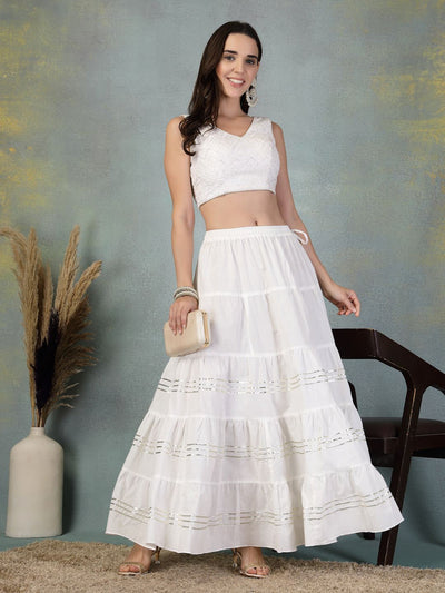 Cotton White Skirt for Women – Perfect for Casual and Festive Wear