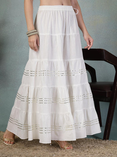 Cotton White Skirt for Women – Perfect for Casual and Festive Wear