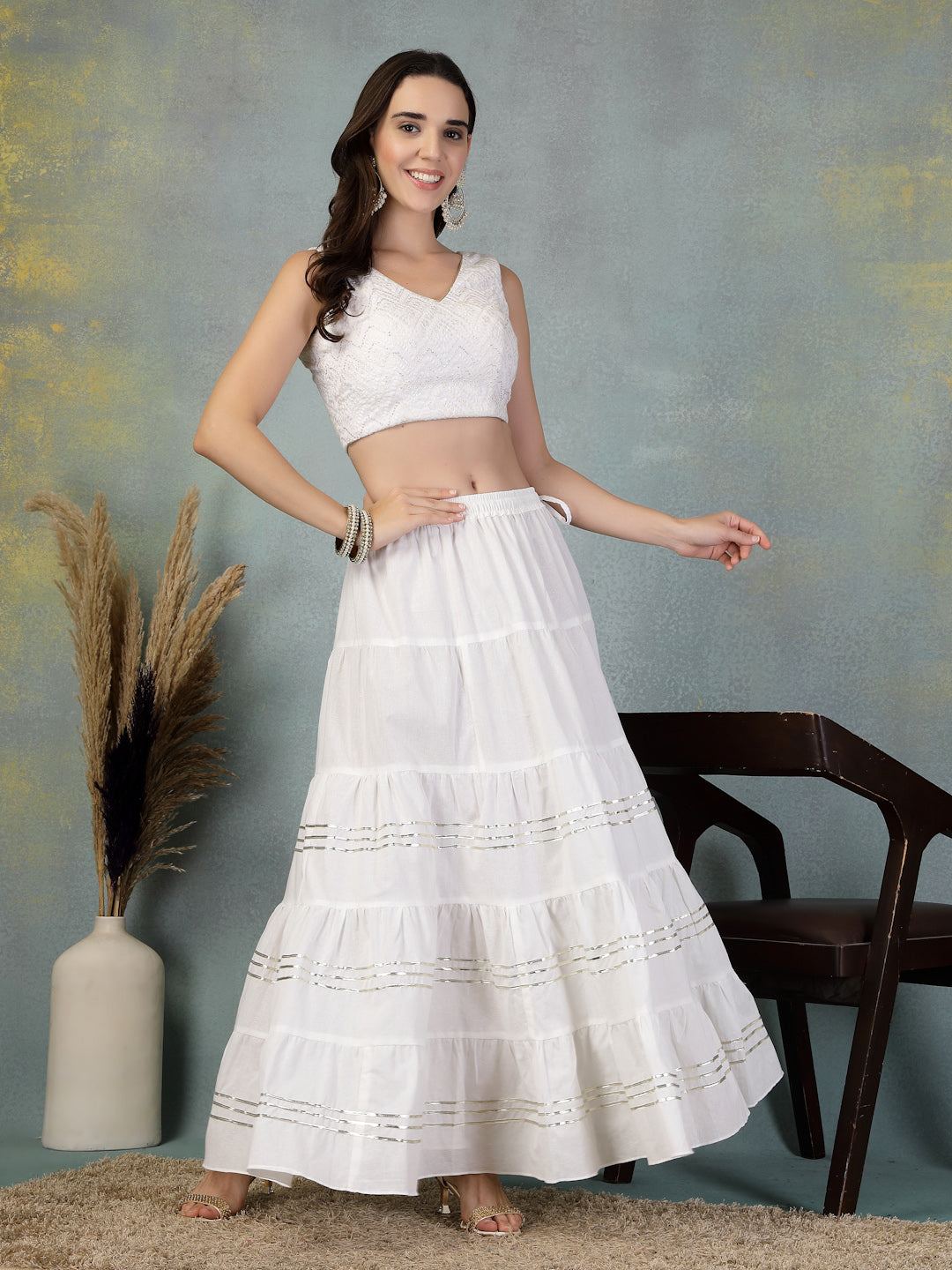 Cotton White Skirt for Women – Perfect for Casual and Festive Wear