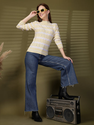 Lemon Zigzag Striped Woollen Sweater