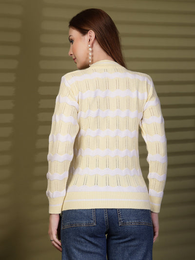 Lemon Zigzag Striped Woollen Sweater