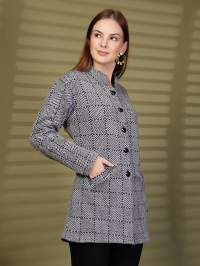 Black Textured Knitting Cardigan Button-Down Woollen Cardigan with Pockets, product photo showing color, pattern, and knit texture on a plain background