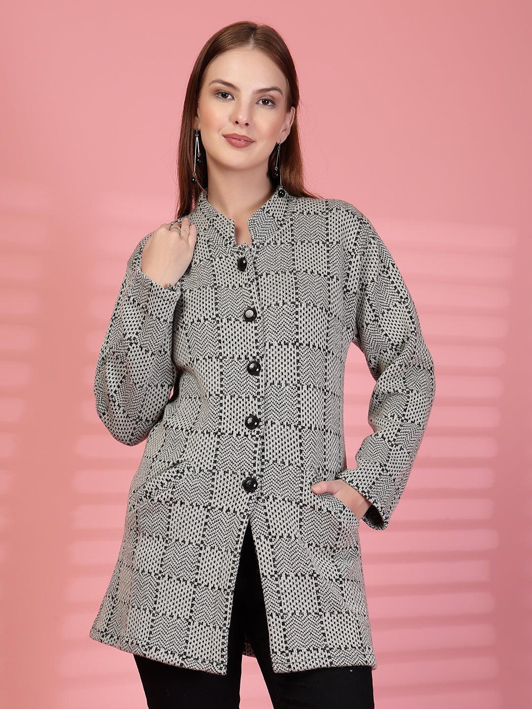 Pista Green Textured Knitting Sweaters Button-Down Woollen Cardigan with Pockets, product photo showing color, pattern, and knit texture on a plain background