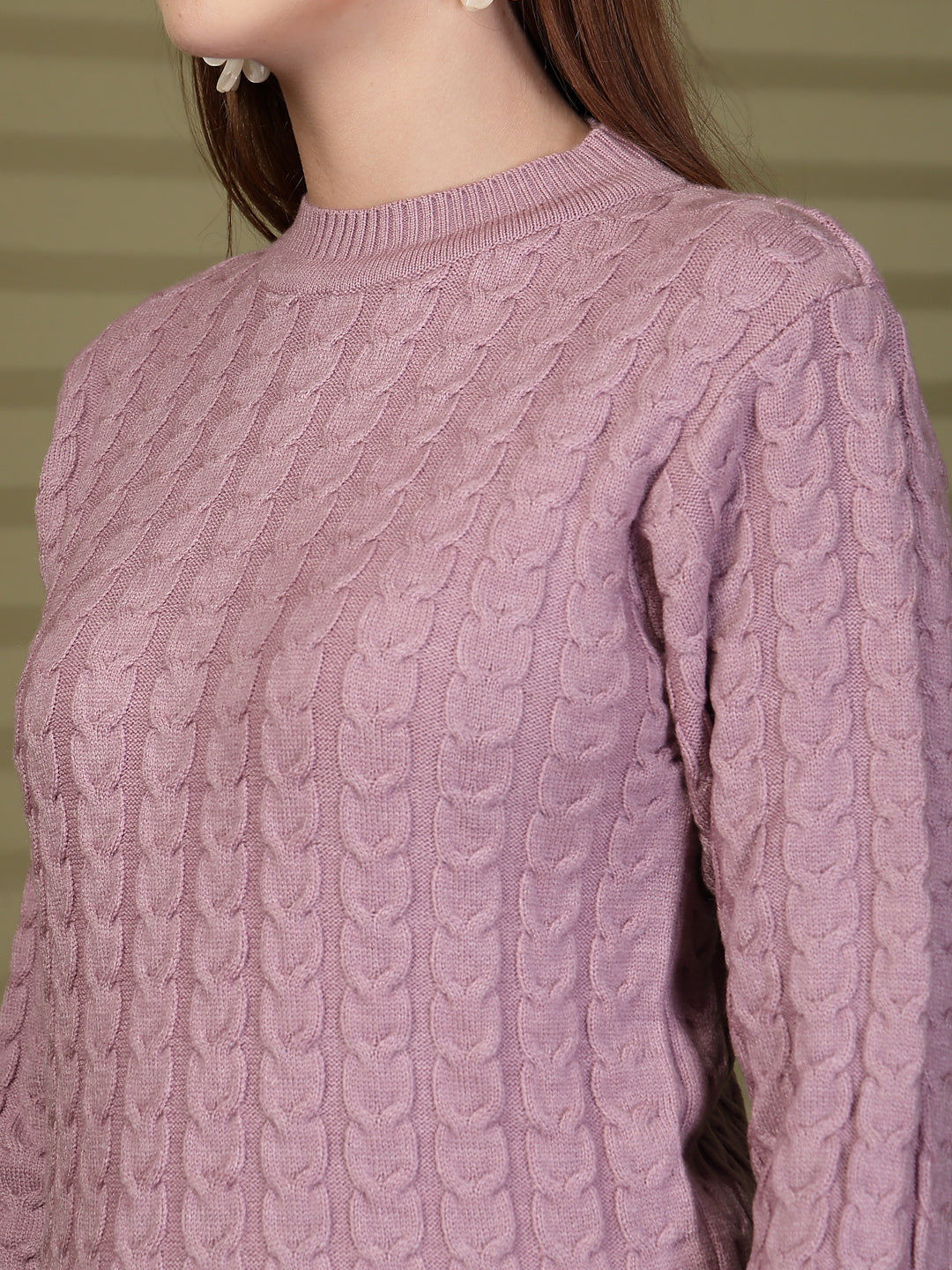 Lavander Textured Knitted Woollen Sweater