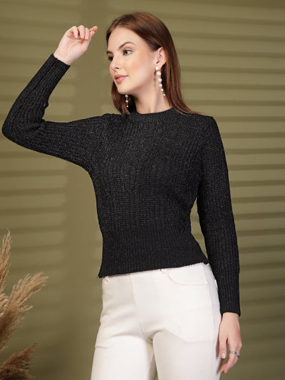 Black Knitted Woollen Sweater