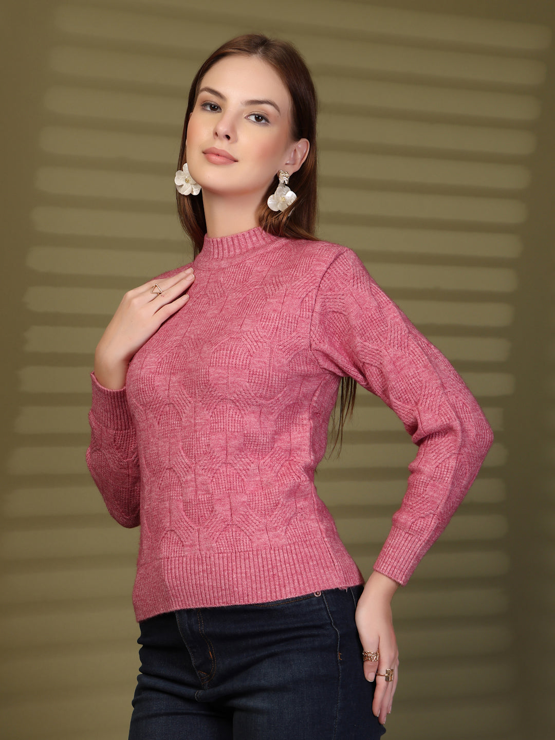 Pink Kintted Woollen Sweater