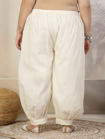 Women Self Design Cotton Lurex Loose Fit Afghani Salwar with Elasticated Waistband.