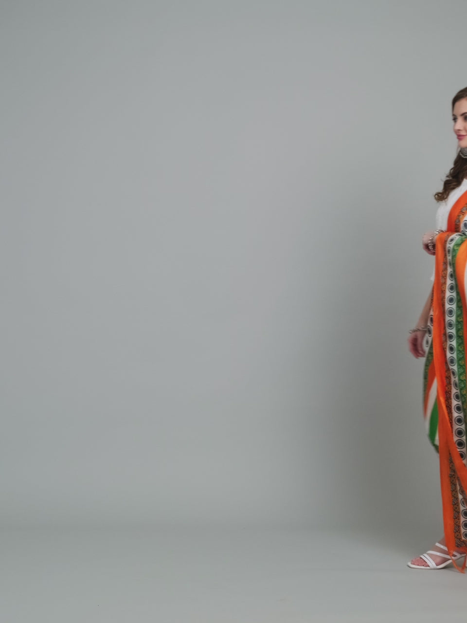 Women Tri Colour Printed Chanderi Silk Dupatta