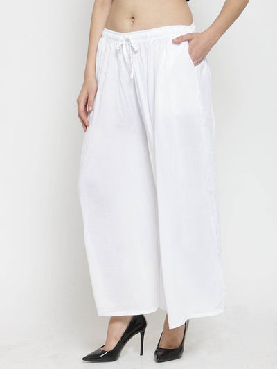 Clora White Solid Rayon Sharara