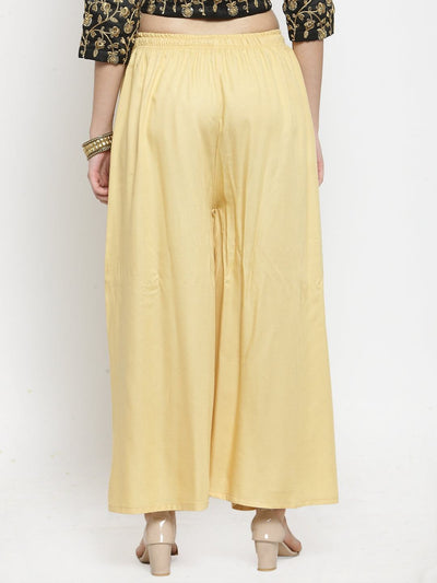 Fawn solid rayon sharara with wide-leg design.