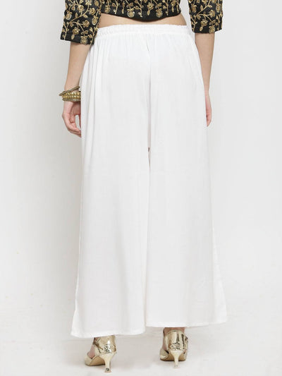 Off-White Solid Rayon Sharara for a fashionable casual look.