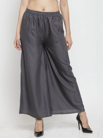 Grey solid rayon sharara for fashion-forward women.
