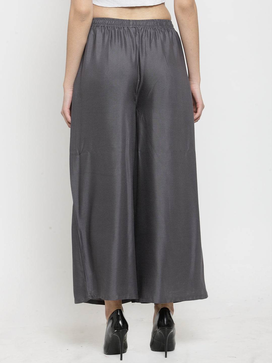 Grey solid rayon sharara for women, casual fashion attire.