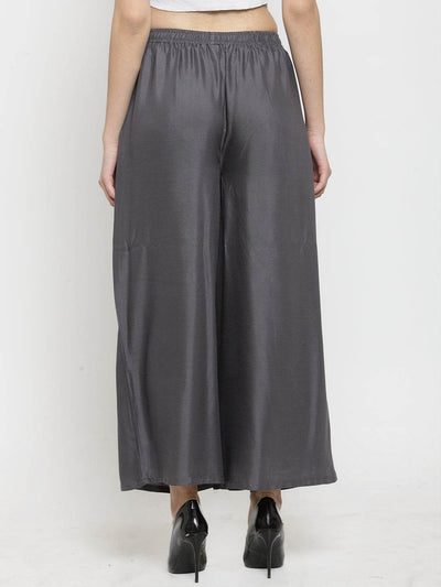 Grey solid rayon sharara for women, casual fashion attire.