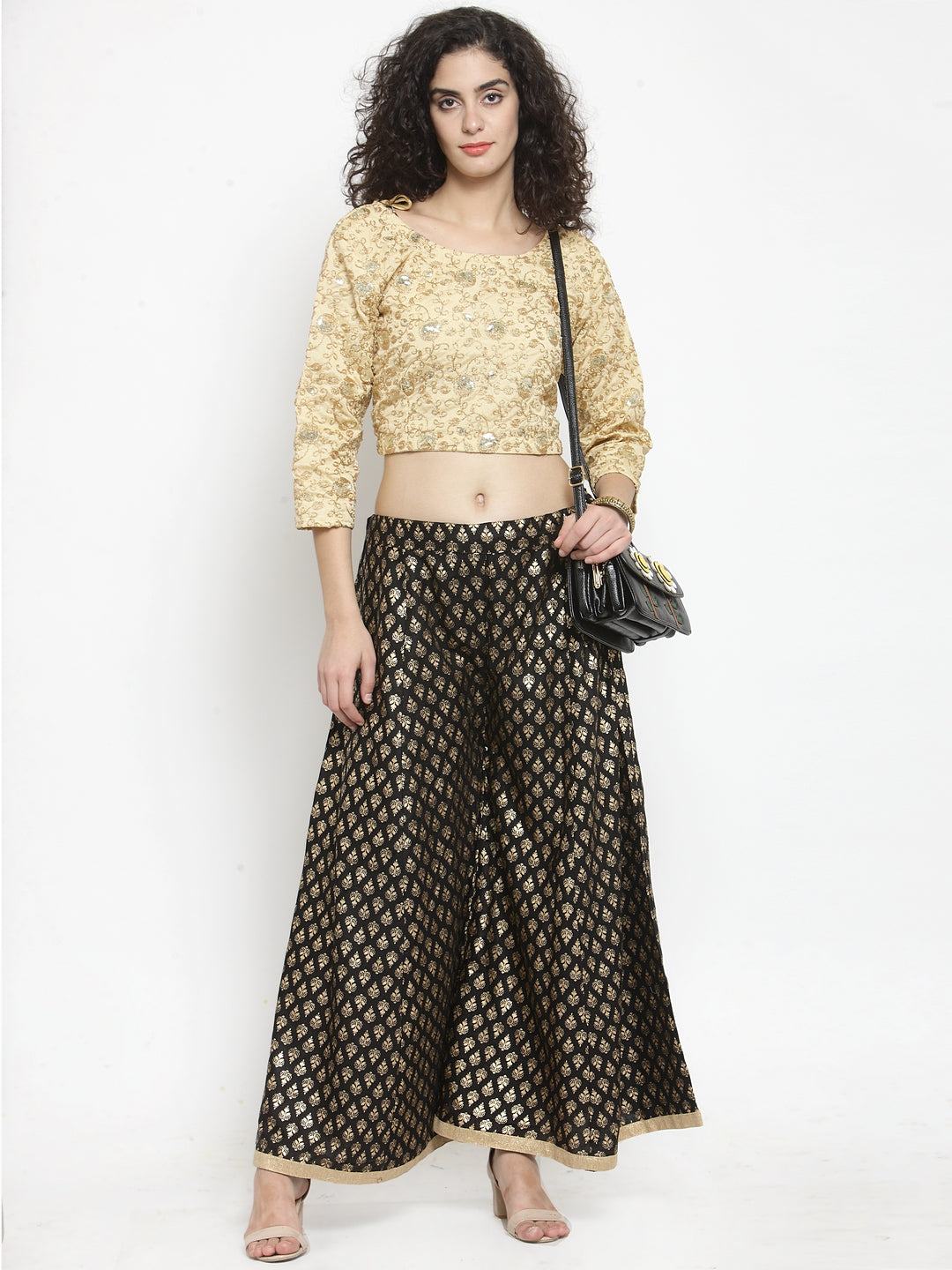 Clora Black Printed Rayon Sharara