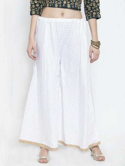 Clora White Printed Rayon Wide Leg Palazzo