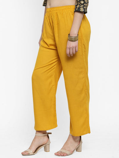 Clora Mustard Solid Rayon Palazzo